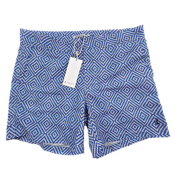 Retromarine New York Men's Swim Trunks Navy Geo Print Mesh Lining MEDIUM NWT - Picture 2 of 7